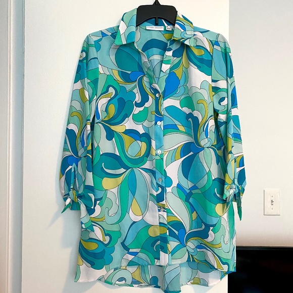 Susan Graver Regular Printed Button Front Top.Size XS - Picture 1 of 8